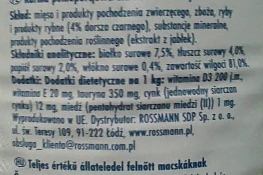 Winston Karma mokra dla kotów Z DORSZEM CZARNYM 2 x 400g, Opolskie, Strzelce Opolskie