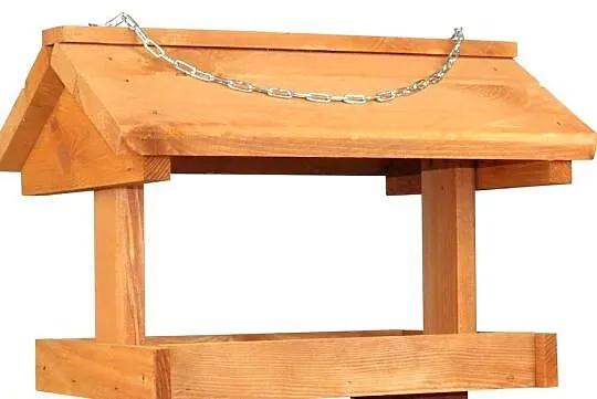 Karmnik drewniany KR-3 duży brązowy, opalany, Podkarpackie, Przyszów