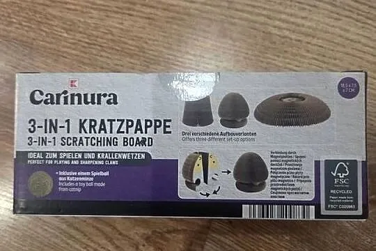 Drapak dla kota 3w1 kartonowy Carinura z piłką i kocimiętką, Łódzkie, Pabianice