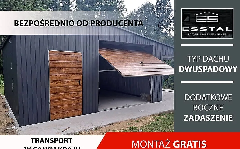 C9 Garaż Blaszany GRAFITOWY z zadasz.bocznym , Garaże Blaszane -ESSTAL, Wielkopolskie, Śrem
