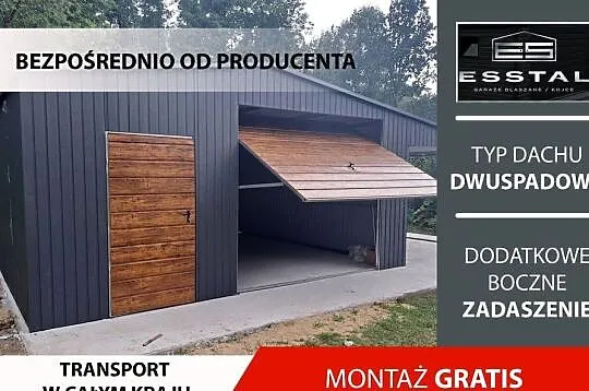 C9 Garaż Blaszany GRAFITOWY z zadasz.bocznym , Garaże Blaszane -ESSTAL, Wielkopolskie, Śrem