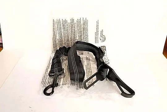 Pas bezpieczeństwa smycz dla psa kota do samochodu czarny nylon regulowany