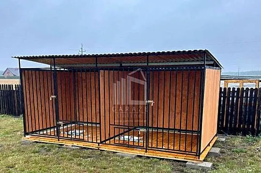 Kojec dla psów 4x2m drewniana podłoga - uchwyt na miski ID1043, Wielkopolskie, Leszno
