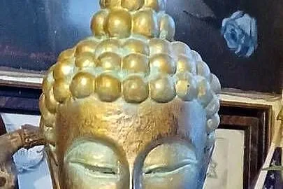 BUDDA Z ZYWICY CIEZKA 118CM WYSOKA BRAK LEWEGO BARKU, Wielkopolskie, Poznań