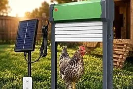 Automatyczne drzwi do kurnika z panelem solarnym – stan bardzo dobry