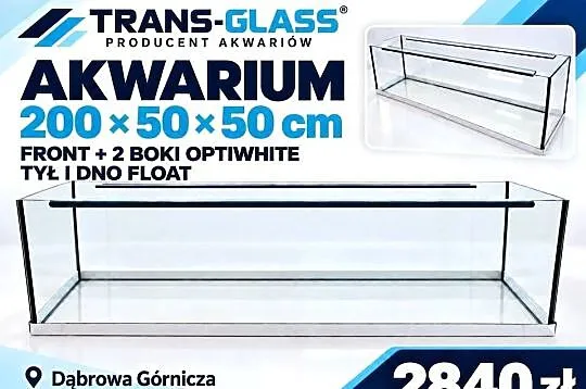 Akwarium 200x50x50 cm 500 l front + 2 boki Optiwhite – producent