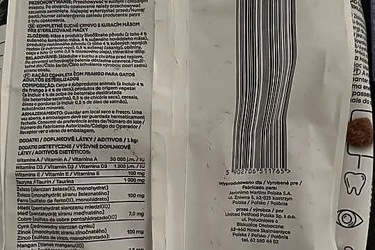Karma sucha dla kotów po sterylizacji z kurczakiem 1.8 kg., Świętokrzyskie, Rytlów
