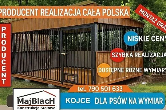 MONTAŻ GRATIS  Kojec dla Psa - PRODUCENT – Złoty Dąb | Miski   - Maj-Blach