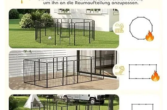 Kojec dla Psa Składany Wybieg Zagroda PawHut 12 Elementów 100cm czarny, Lubuskie, Gorzów Wielkopolski
