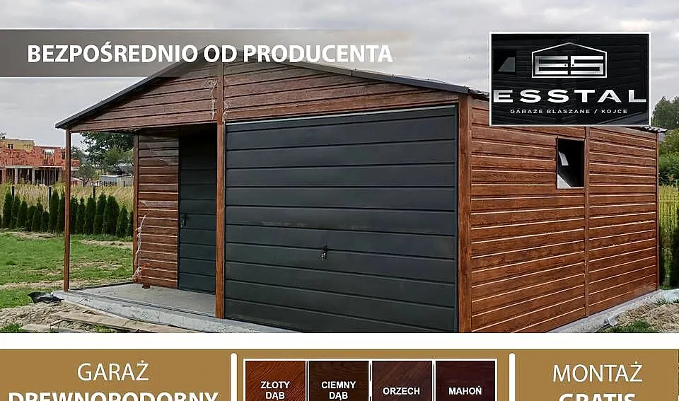 79BBB Garaż Blaszany -Orzech| Blaszak |Garaże | Wiaty | Kojce | - ESSTAL, Lubelskie, Łęczna