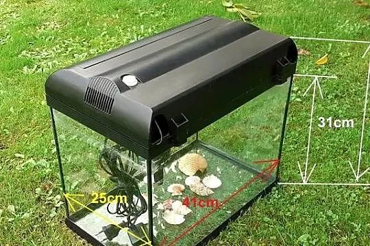Akwarium z pokrywą, filtrem, oświetleniem,  30l,Aquastar+muszelki., Kujawsko-pomorskie, Tuszkowo