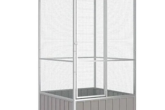 vidaXL Woliera, szara, 111x107x211,5 cm, galwanizowana stal(SKU:171551)