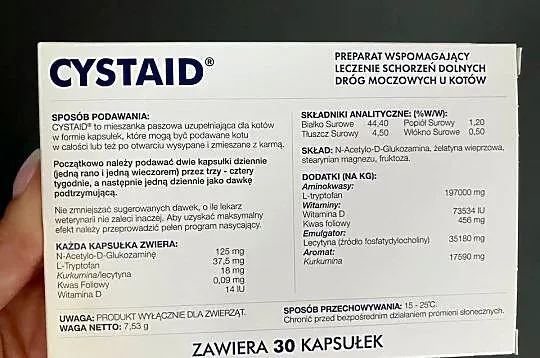Suplement dla kota na drogi moczowe Cystaid 3 opakowania nowe 90 kapsułek, Podkarpackie, Nisko
