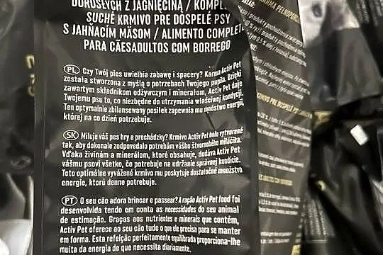 Karma sucha z jagnięciną dla psów dorosłych Activ Pet, Świętokrzyskie, Rytlów