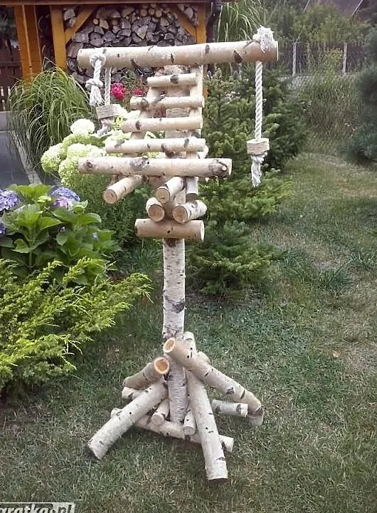 Duży brzozowy stojak dla papug, Śląskie, Ruda Śląska