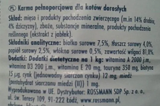 Winston Karma dla kotów bez cukru DRÓB z DZICZYZNĄ 5 x 400g, Opolskie, Strzelce Opolskie