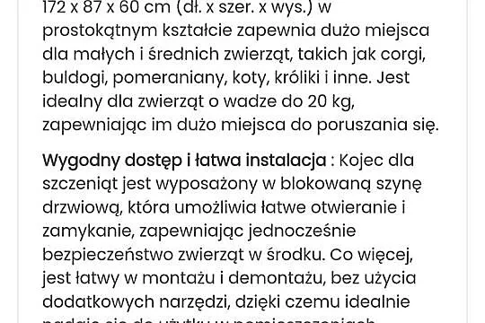 Kojec dla zwierzat domowych I mniejszych gospodarskich., Mazowieckie, Siedlce