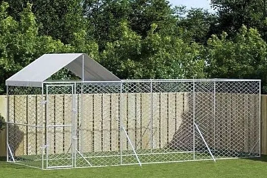 vidaXL Kojec dla psa, z dachem, srebrny, 6x2x2,5 m(SKU:3190467), Mazowieckie, Warszawa