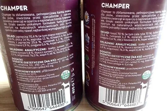 Karma dla psa w puszce, Champer Pupy Mono białkowa, jagnięcina, łosoś, 5906, Kujawsko-pomorskie, Bydgoszcz