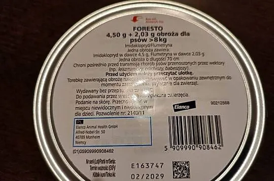Obroża dla psa 8 kg Foresto od pcheł i kleszczy, Lubelskie, Lublin