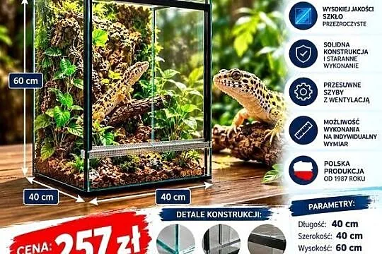 Terrarium szklane 40x40x60 cm 4 mm – producent Trans-Glass