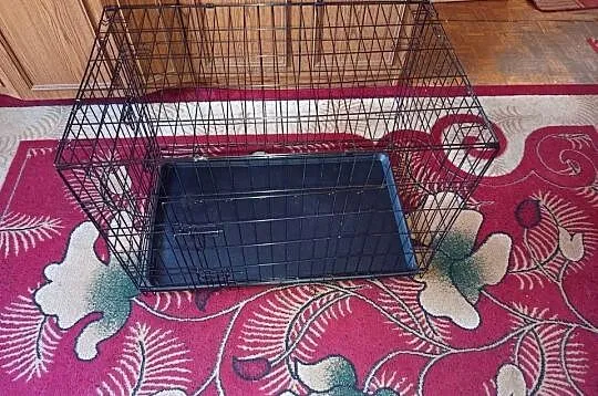 Klatka KENNELOWA kojec dla psa kota metalowa składana 90 cm z 2 wejściami