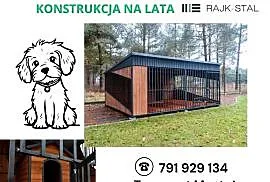 Kojec dla Psa Psów z WZMOCNIENIEM-Podłoga drewniana Miski Zadaszenie Wybieg