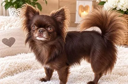 Długowłosy czekoladowy reproduktor chihuahua ZKwP FCI