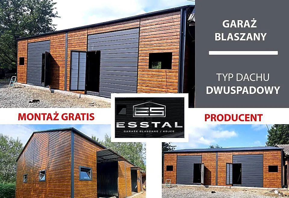 063A Garaż Blaszany Drewnopodobny - Garaże Blaszane - Wiaty - Hale - ESSTAL, Zachodniopomorskie, Kamień Pomorski