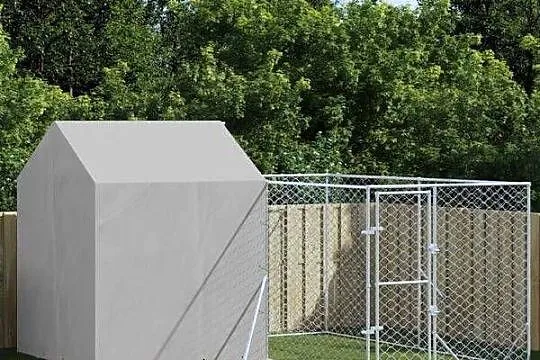 vidaXL Kojec dla psa, z dachem, srebrny, 4x4x2,5 m(SKU:3190478), Mazowieckie, Warszawa