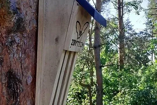 Dębowa, szczelinowa budka dla nietoperzy, polecana przez OTON, Opolskie, Lubsza