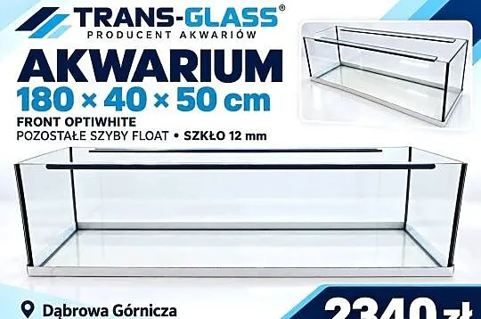 Akwarium 180x40x50 cm 360 l front Optiwhite 12 mm – producent