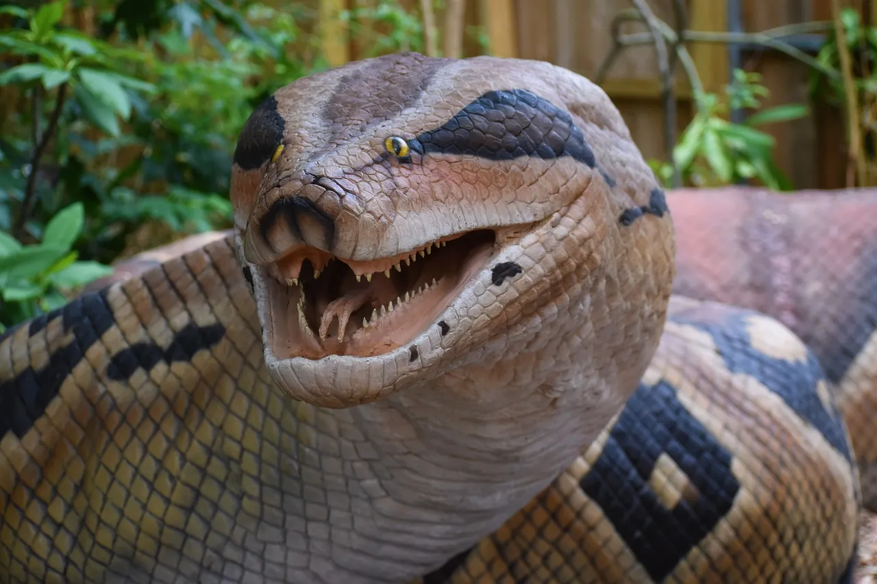 Replika Titanboa w zoo Herman National Park, Houston, Teksas, USA 